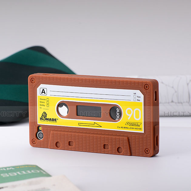 Silikon Hülle Handyhülle Gummi Schutzhülle Cassette für Apple iPhone 4S Braun