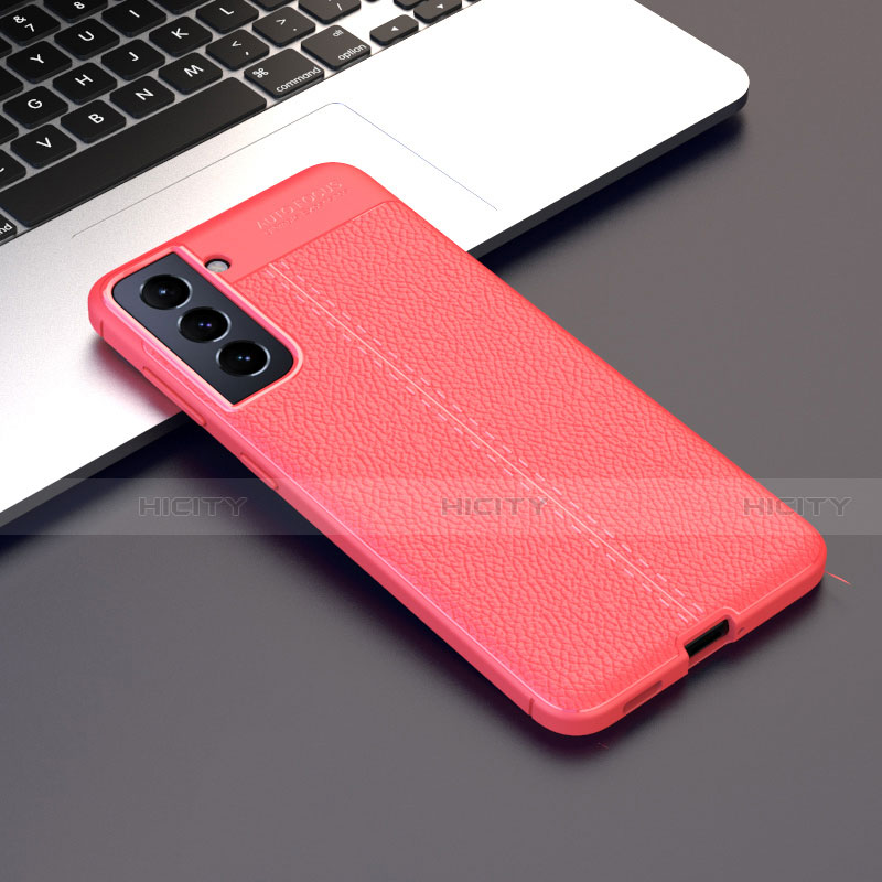 Silikon Hülle Handyhülle Gummi Schutzhülle Flexible Leder Tasche für Samsung Galaxy S21 5G Rot