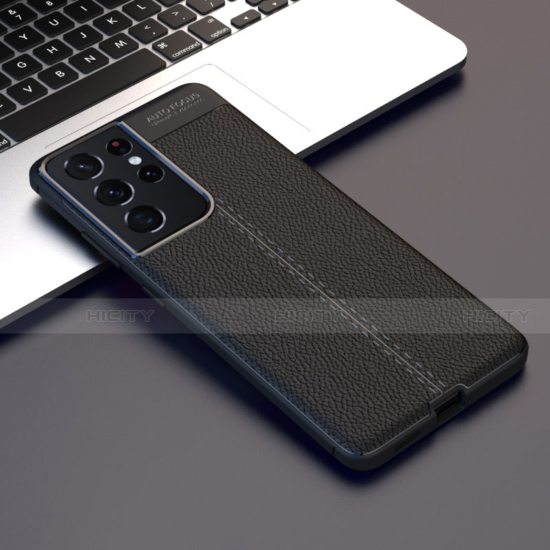 Silikon Hülle Handyhülle Gummi Schutzhülle Flexible Leder Tasche für Samsung Galaxy S21 Ultra 5G Schwarz