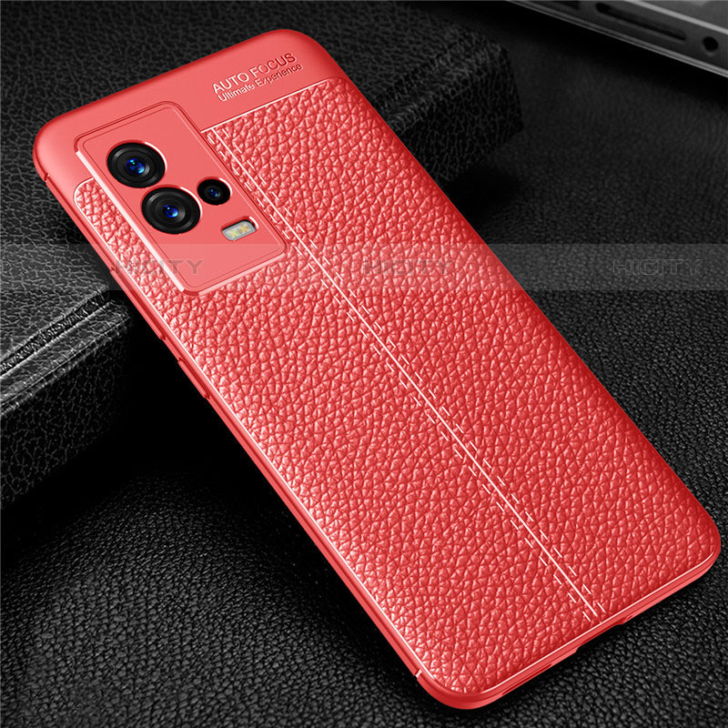 Silikon Hülle Handyhülle Gummi Schutzhülle Flexible Leder Tasche für Vivo iQOO 8 Pro 5G Rot Plus