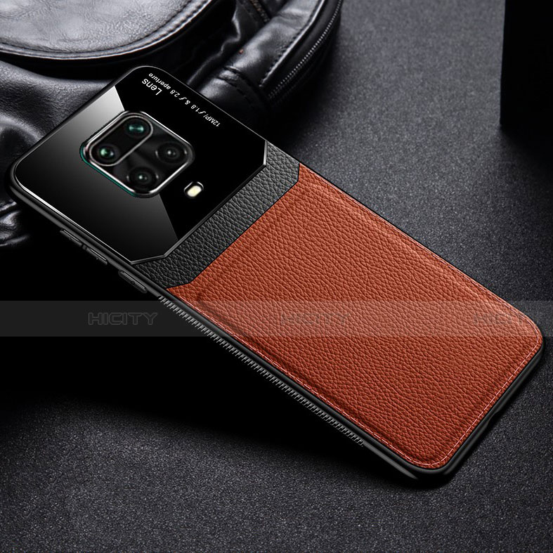 Silikon Hülle Handyhülle Gummi Schutzhülle Flexible Leder Tasche für Xiaomi Redmi Note 9 Pro Max Braun Plus