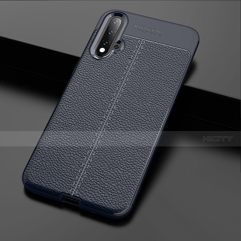 Silikon Hülle Handyhülle Gummi Schutzhülle Flexible Leder Tasche H01 für Huawei Nova 5 Blau