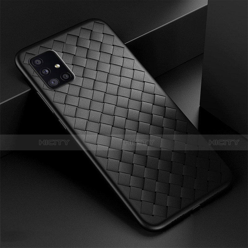 Silikon Hülle Handyhülle Gummi Schutzhülle Flexible Leder Tasche H01 für Samsung Galaxy A51 5G Schwarz