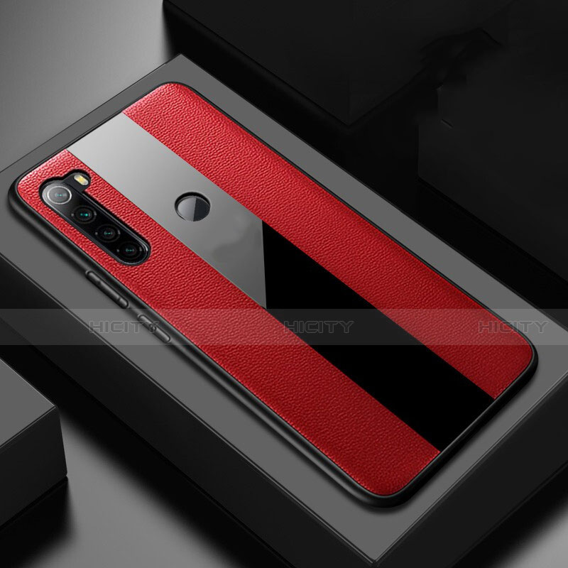 Silikon Hülle Handyhülle Gummi Schutzhülle Flexible Leder Tasche H01 für Xiaomi Redmi Note 8 (2021) Rot