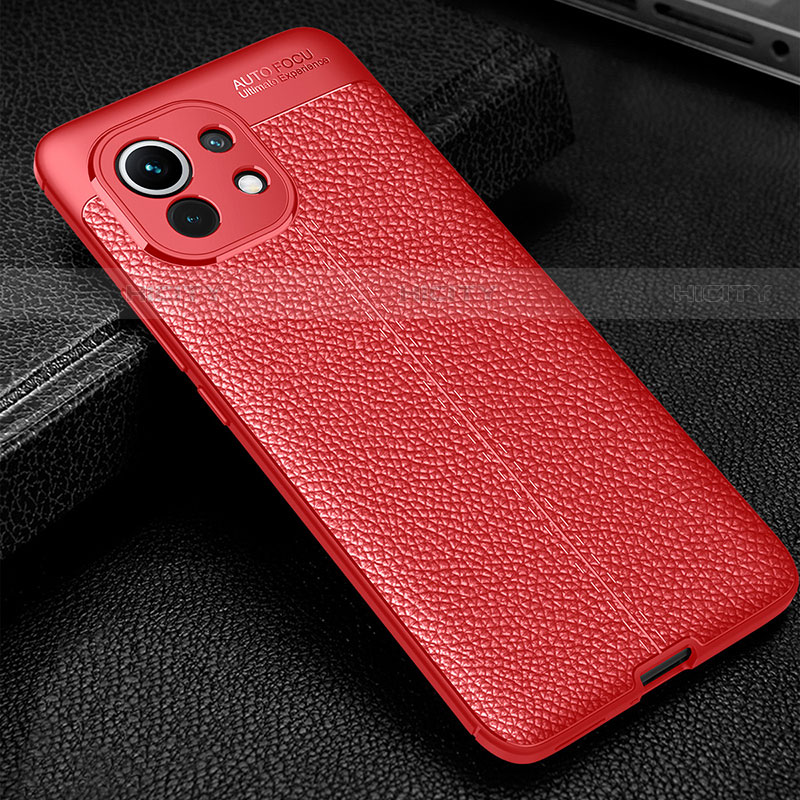 Silikon Hülle Handyhülle Gummi Schutzhülle Flexible Leder Tasche H02 für Xiaomi Mi 11 Lite 4G Rot Plus