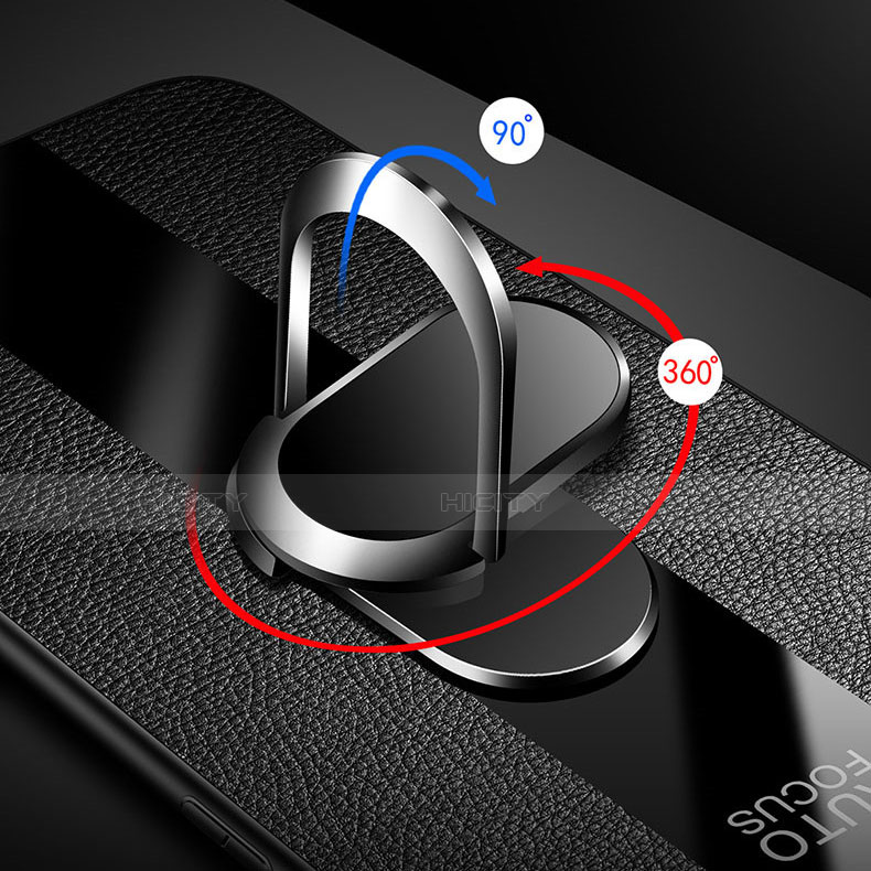 Silikon Hülle Handyhülle Gummi Schutzhülle Flexible Leder Tasche mit Magnetisch Fingerring Ständer für Huawei Enjoy Z 5G groß