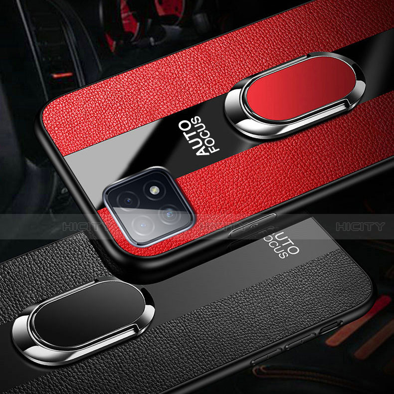 Silikon Hülle Handyhülle Gummi Schutzhülle Flexible Leder Tasche mit Magnetisch Fingerring Ständer für Oppo A73 5G