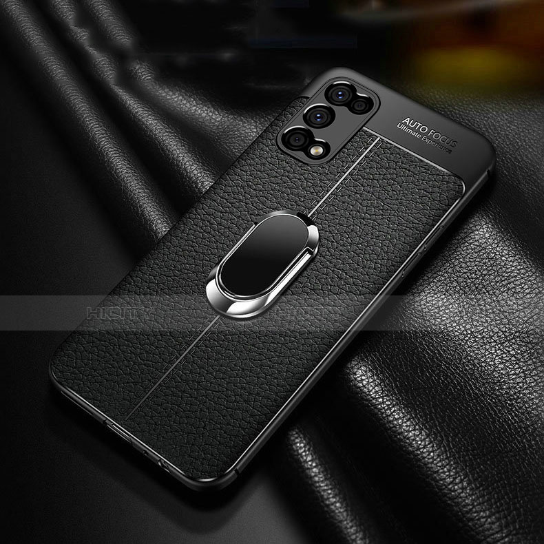 Silikon Hülle Handyhülle Gummi Schutzhülle Flexible Leder Tasche mit Magnetisch Fingerring Ständer für Oppo K7x 5G