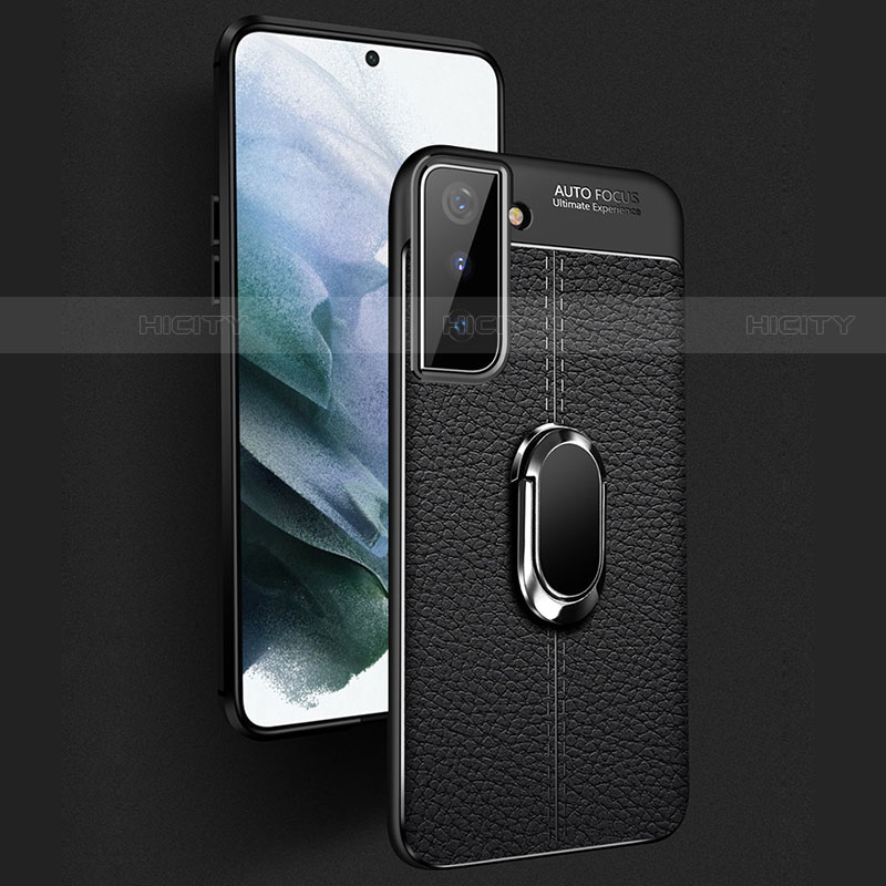 Silikon Hülle Handyhülle Gummi Schutzhülle Flexible Leder Tasche mit Magnetisch Fingerring Ständer für Samsung Galaxy S22 5G