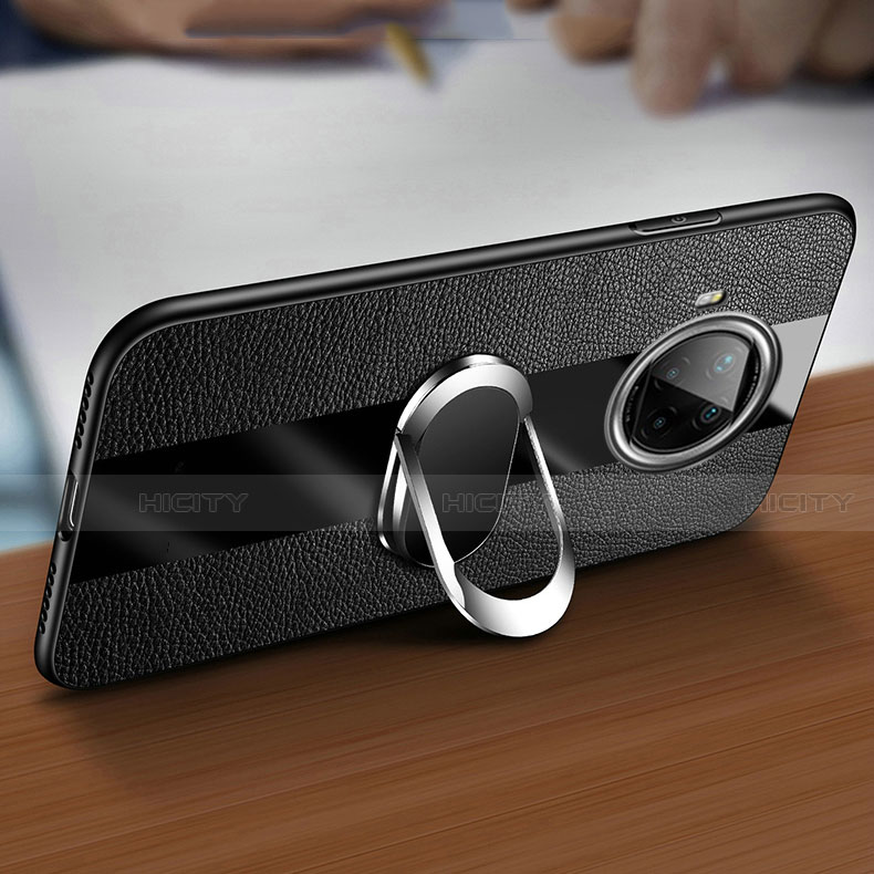 Silikon Hülle Handyhülle Gummi Schutzhülle Flexible Leder Tasche mit Magnetisch Fingerring Ständer für Xiaomi Mi 10T Lite 5G