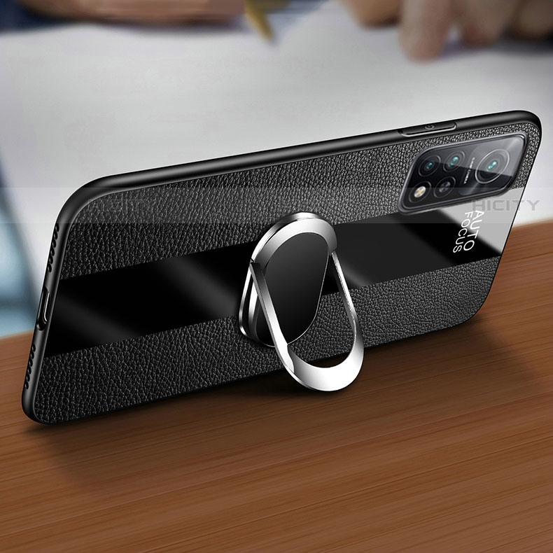 Silikon Hülle Handyhülle Gummi Schutzhülle Flexible Leder Tasche mit Magnetisch Fingerring Ständer für Xiaomi Redmi K30S 5G