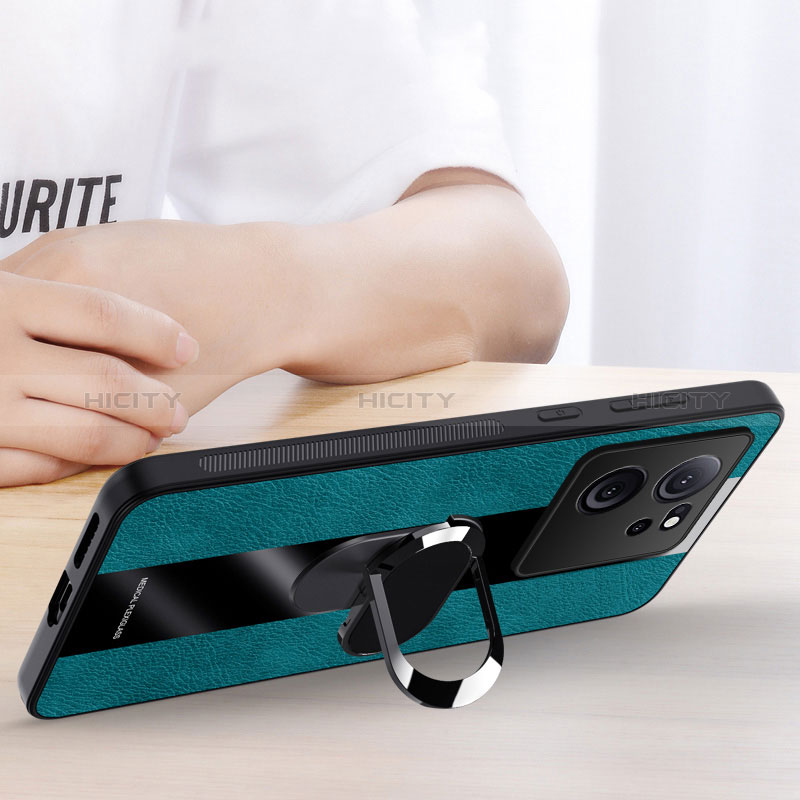 Silikon Hülle Handyhülle Gummi Schutzhülle Flexible Leder Tasche mit Magnetisch Fingerring Ständer PB1 für Xiaomi Redmi K60 Ultra 5G groß