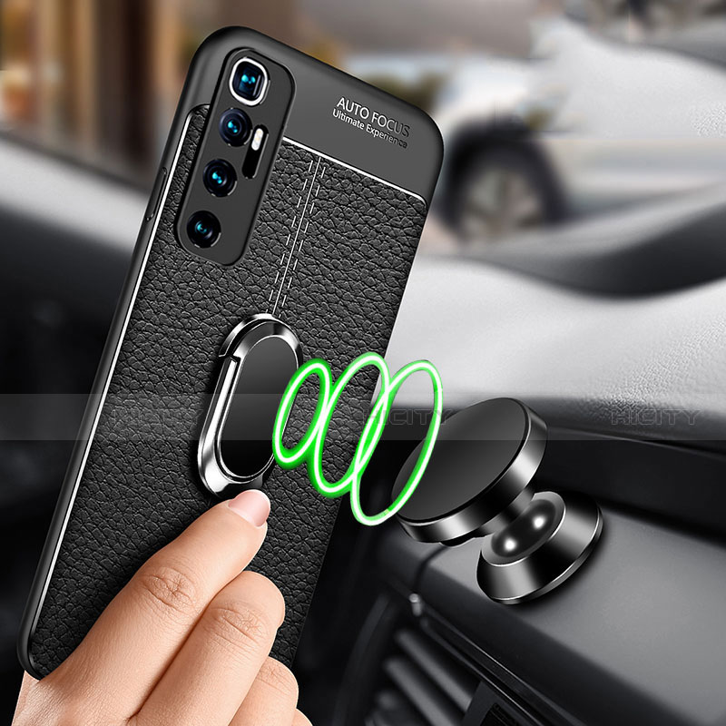 Silikon Hülle Handyhülle Gummi Schutzhülle Flexible Leder Tasche mit Magnetisch Fingerring Ständer S01 für Xiaomi Mi 10 Ultra groß