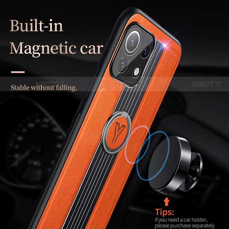 Silikon Hülle Handyhülle Gummi Schutzhülle Flexible Leder Tasche mit Magnetisch Fingerring Ständer S01 für Xiaomi Mi 11 Pro 5G