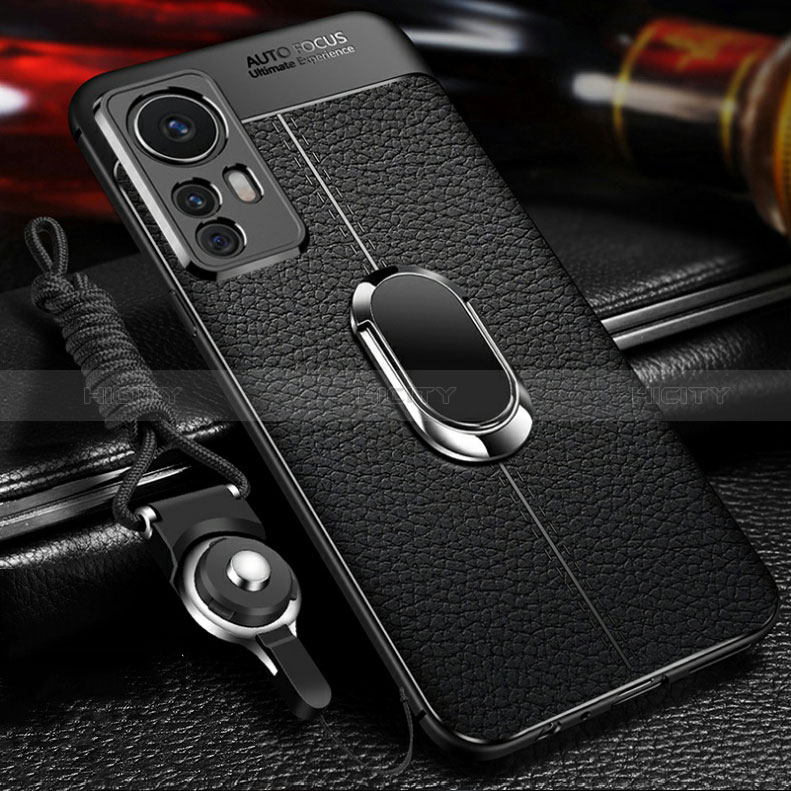 Silikon Hülle Handyhülle Gummi Schutzhülle Flexible Leder Tasche mit Magnetisch Fingerring Ständer S01 für Xiaomi Mi 12T Pro 5G groß