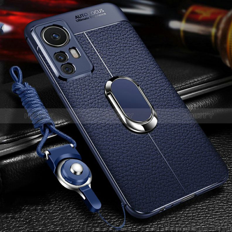 Silikon Hülle Handyhülle Gummi Schutzhülle Flexible Leder Tasche mit Magnetisch Fingerring Ständer S01 für Xiaomi Mi 12T Pro 5G groß