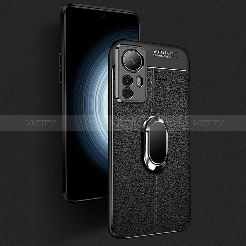 Silikon Hülle Handyhülle Gummi Schutzhülle Flexible Leder Tasche mit Magnetisch Fingerring Ständer S01 für Xiaomi Mi 12T Pro 5G groß