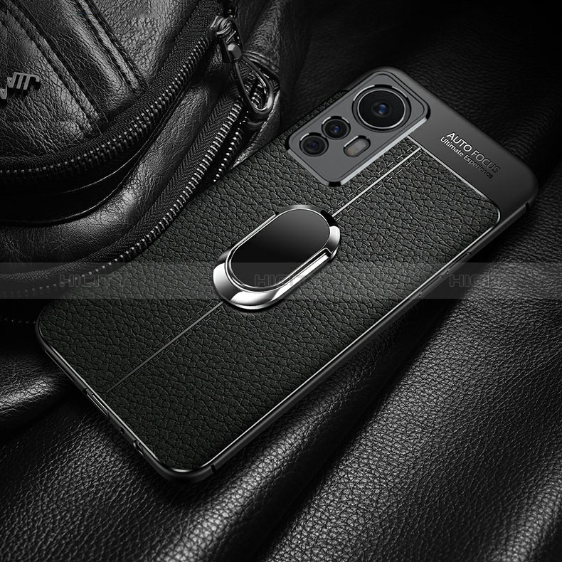 Silikon Hülle Handyhülle Gummi Schutzhülle Flexible Leder Tasche mit Magnetisch Fingerring Ständer S01 für Xiaomi Mi 12T Pro 5G groß