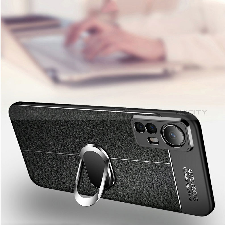 Silikon Hülle Handyhülle Gummi Schutzhülle Flexible Leder Tasche mit Magnetisch Fingerring Ständer S01 für Xiaomi Mi 12T Pro 5G groß