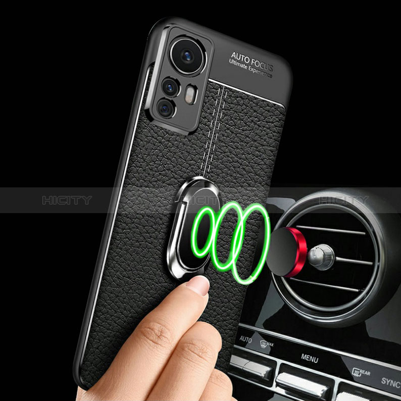 Silikon Hülle Handyhülle Gummi Schutzhülle Flexible Leder Tasche mit Magnetisch Fingerring Ständer S01 für Xiaomi Mi 12T Pro 5G groß