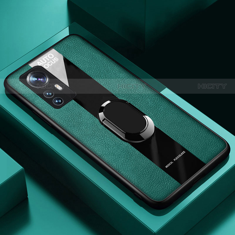Silikon Hülle Handyhülle Gummi Schutzhülle Flexible Leder Tasche mit Magnetisch Fingerring Ständer S02 für Xiaomi Mi 12 Pro 5G