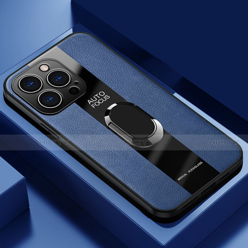 Silikon Hülle Handyhülle Gummi Schutzhülle Flexible Leder Tasche mit Magnetisch Fingerring Ständer S04 für Apple iPhone 13 Pro Max