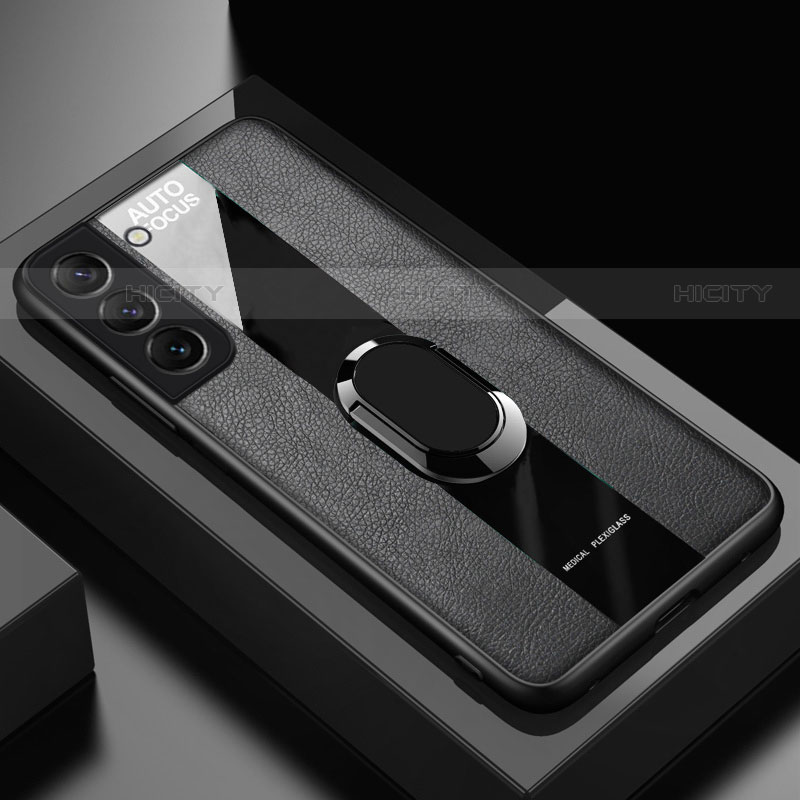 Silikon Hülle Handyhülle Gummi Schutzhülle Flexible Leder Tasche mit Magnetisch Fingerring Ständer S04 für Samsung Galaxy S23 5G groß