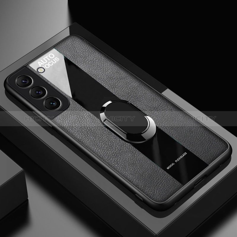 Silikon Hülle Handyhülle Gummi Schutzhülle Flexible Leder Tasche mit Magnetisch Fingerring Ständer S04 für Samsung Galaxy S24 5G groß