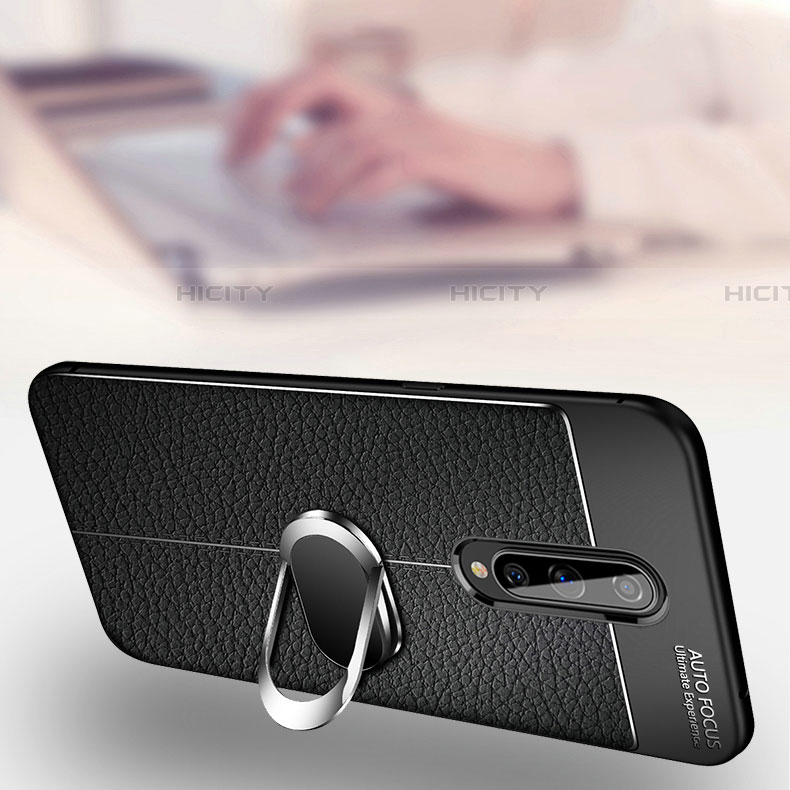 Silikon Hülle Handyhülle Gummi Schutzhülle Flexible Leder Tasche mit Magnetisch Fingerring Ständer T01 für OnePlus 8
