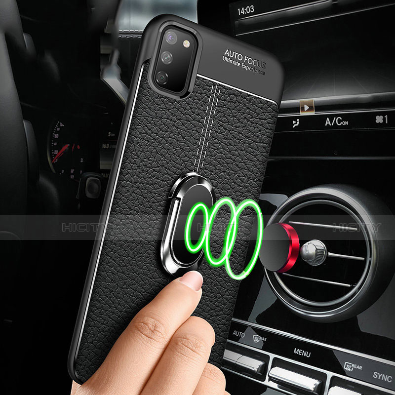 Silikon Hülle Handyhülle Gummi Schutzhülle Flexible Leder Tasche mit Magnetisch Fingerring Ständer T02 für Huawei Honor View 30 5G groß