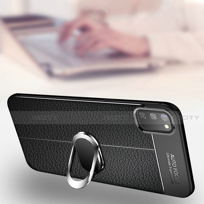 Silikon Hülle Handyhülle Gummi Schutzhülle Flexible Leder Tasche mit Magnetisch Fingerring Ständer T02 für Huawei Honor View 30 5G groß