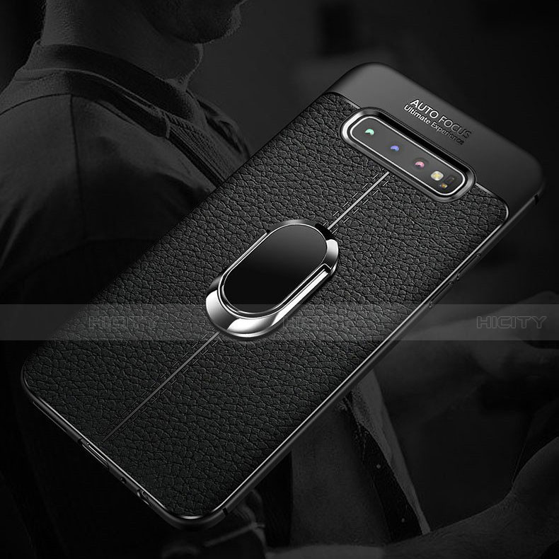 Silikon Hülle Handyhülle Gummi Schutzhülle Flexible Leder Tasche mit Magnetisch Fingerring Ständer T02 für Samsung Galaxy S10