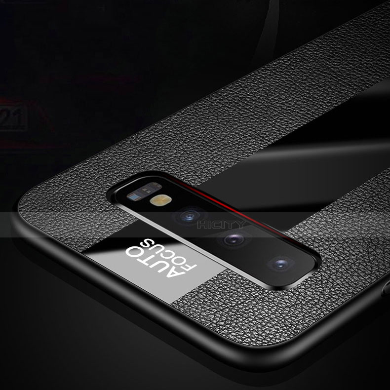 Silikon Hülle Handyhülle Gummi Schutzhülle Flexible Leder Tasche mit Magnetisch Fingerring Ständer T03 für Samsung Galaxy S10 Plus