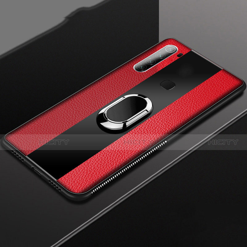 Silikon Hülle Handyhülle Gummi Schutzhülle Flexible Leder Tasche mit Magnetisch Fingerring Ständer T03 für Xiaomi Redmi Note 8 (2021)