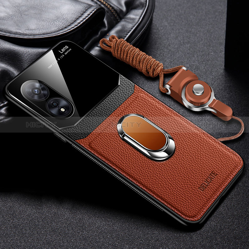 Silikon Hülle Handyhülle Gummi Schutzhülle Flexible Leder Tasche mit Magnetisch FL1 für Oppo A58 5G groß