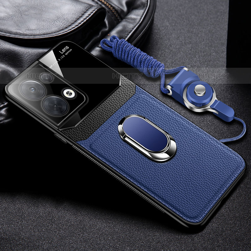 Silikon Hülle Handyhülle Gummi Schutzhülle Flexible Leder Tasche mit Magnetisch FL1 für Oppo Reno8 5G Blau Plus
