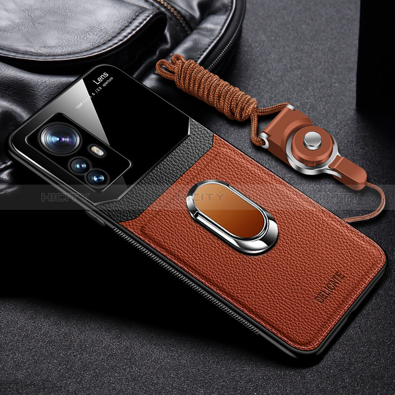 Silikon Hülle Handyhülle Gummi Schutzhülle Flexible Leder Tasche mit Magnetisch FL2 für Xiaomi Mi 12T 5G Braun