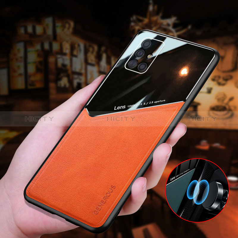 Silikon Hülle Handyhülle Gummi Schutzhülle Flexible Leder Tasche mit Magnetisch für Samsung Galaxy A51 4G