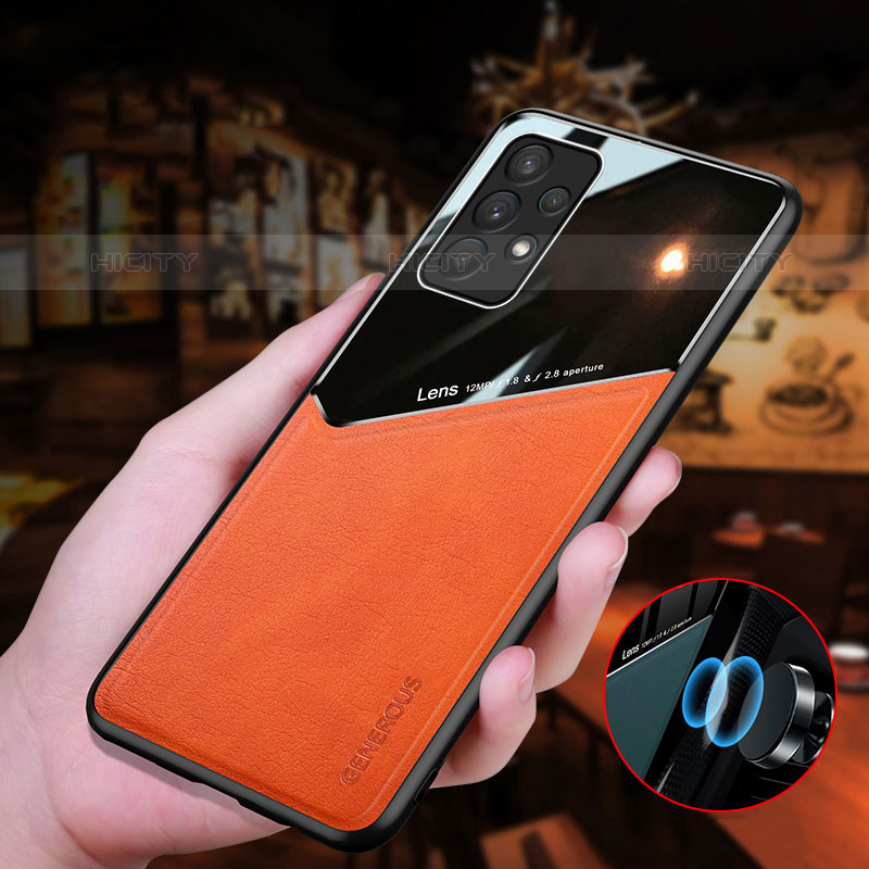 Silikon Hülle Handyhülle Gummi Schutzhülle Flexible Leder Tasche mit Magnetisch für Samsung Galaxy M32 5G