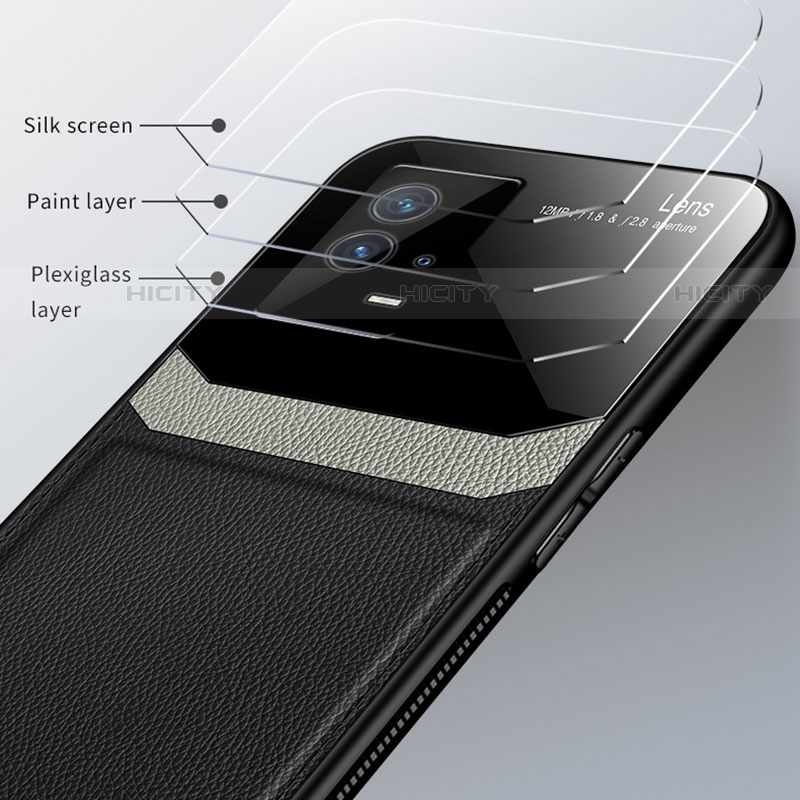 Silikon Hülle Handyhülle Gummi Schutzhülle Flexible Leder Tasche mit Magnetisch für Vivo iQOO 8 5G groß