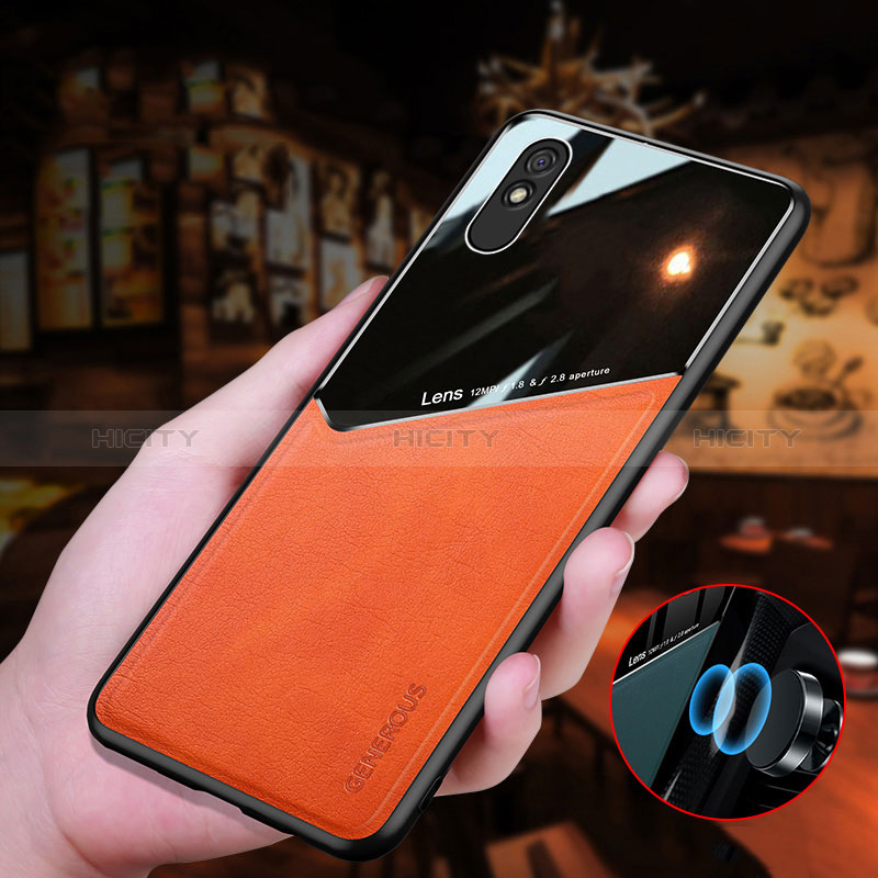 Silikon Hülle Handyhülle Gummi Schutzhülle Flexible Leder Tasche mit Magnetisch für Xiaomi Redmi 9A