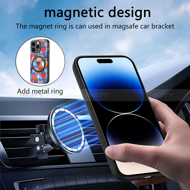 Silikon Hülle Handyhülle Gummi Schutzhülle Flexible Leder Tasche mit Magnetisch S01D für Apple iPhone 14 Pro groß