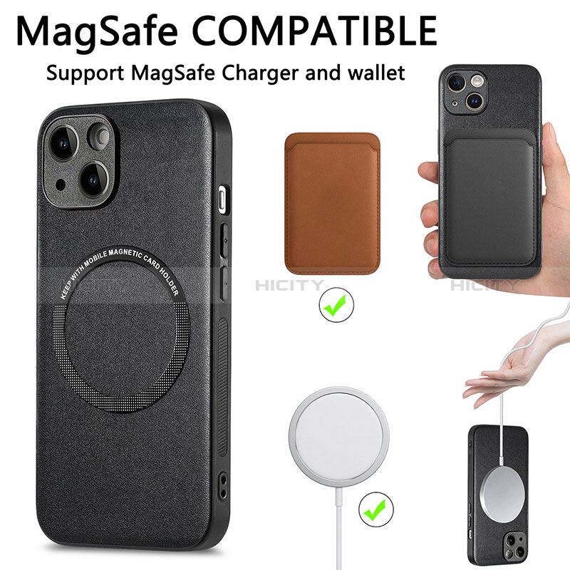 Silikon Hülle Handyhülle Gummi Schutzhülle Flexible Leder Tasche mit Magnetisch S02D für Apple iPhone 13
