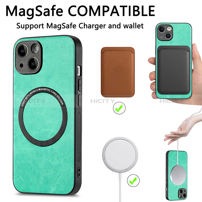 Silikon Hülle Handyhülle Gummi Schutzhülle Flexible Leder Tasche mit Magnetisch S11D für Apple iPhone 14 groß