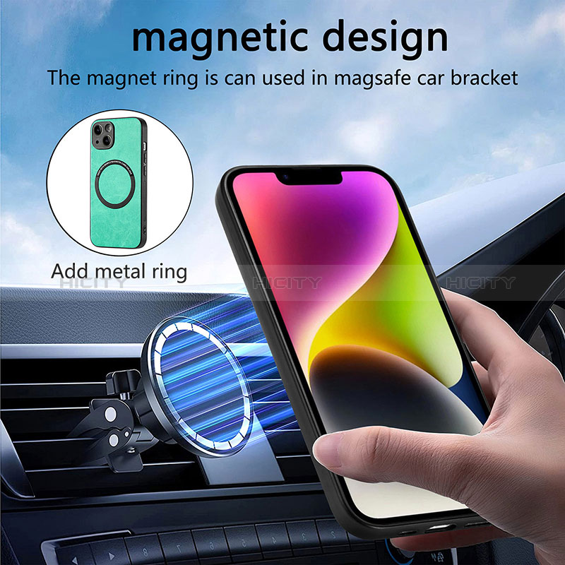 Silikon Hülle Handyhülle Gummi Schutzhülle Flexible Leder Tasche mit Magnetisch S11D für Apple iPhone 14 groß