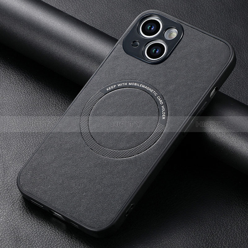 Silikon Hülle Handyhülle Gummi Schutzhülle Flexible Leder Tasche mit Magnetisch S11D für Apple iPhone 14 Schwarz Plus