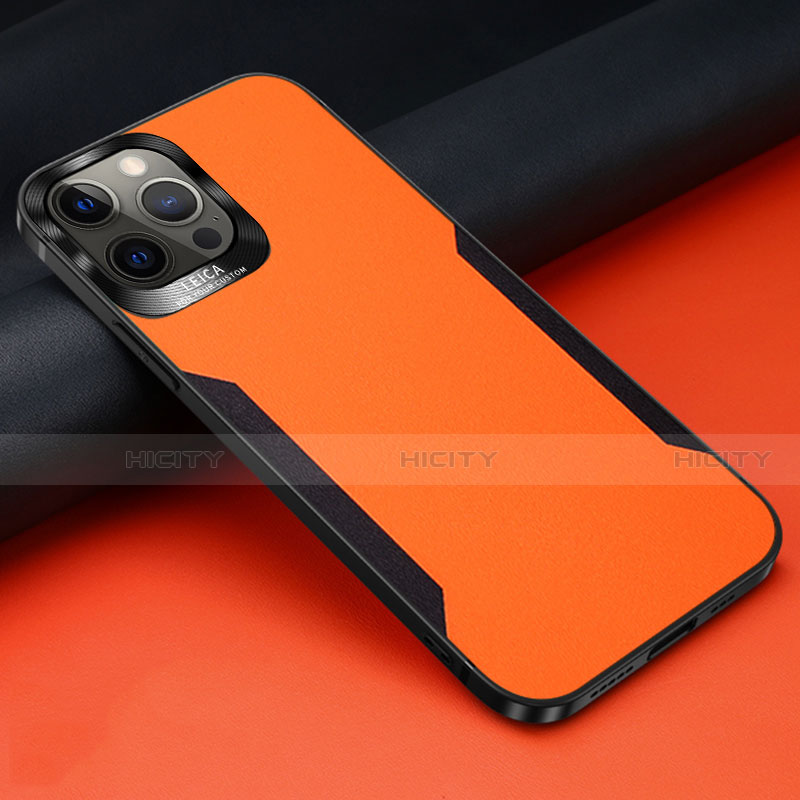 Silikon Hülle Handyhülle Gummi Schutzhülle Flexible Leder Tasche N01 für Apple iPhone 12 Pro Max Orange Plus