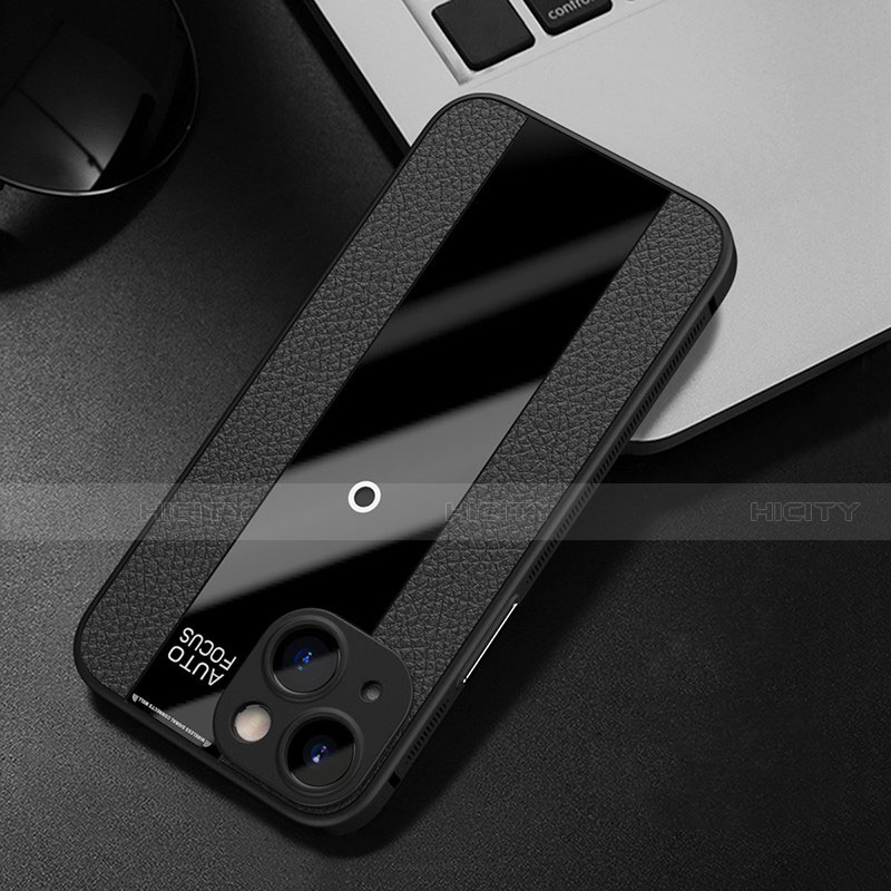 Silikon Hülle Handyhülle Gummi Schutzhülle Flexible Leder Tasche S01 für Apple iPhone 13 Mini Schwarz Plus