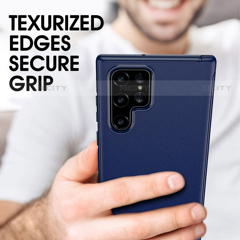 Silikon Hülle Handyhülle Gummi Schutzhülle Flexible Leder Tasche S03 für Samsung Galaxy S21 Ultra 5G groß