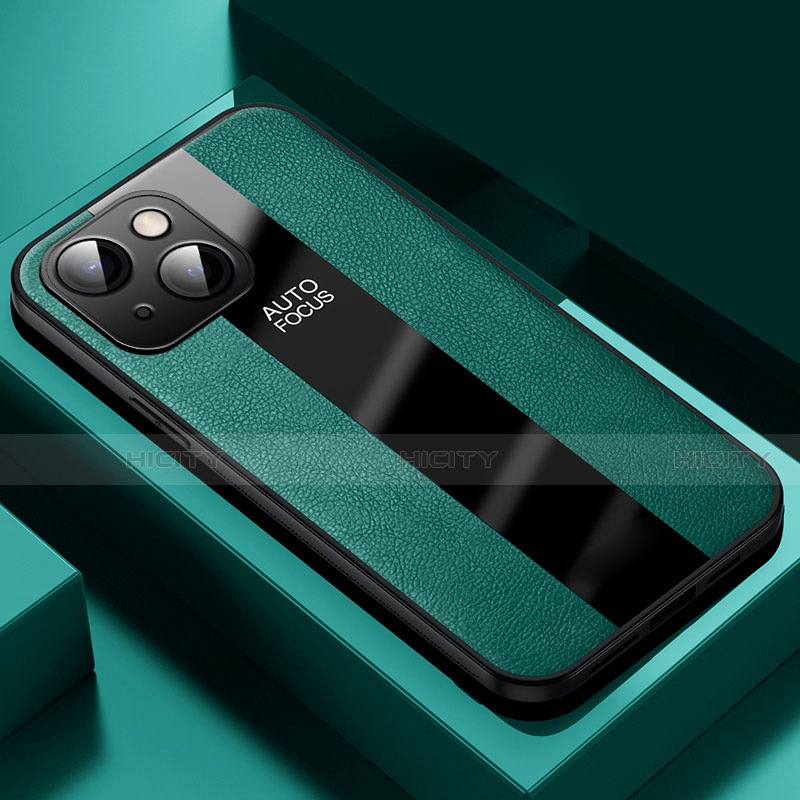 Silikon Hülle Handyhülle Gummi Schutzhülle Flexible Leder Tasche S04 für Apple iPhone 13 Mini Grün Plus